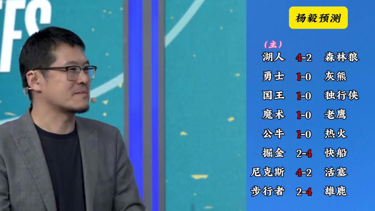 明燈來了！看看楊毅的季後賽預測：湖人4-2狼 快船4-2掘金